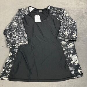 ModLi Loose Fit Margaux Swim Top Black Splatter Rash Guard UPF 50+ size 1X